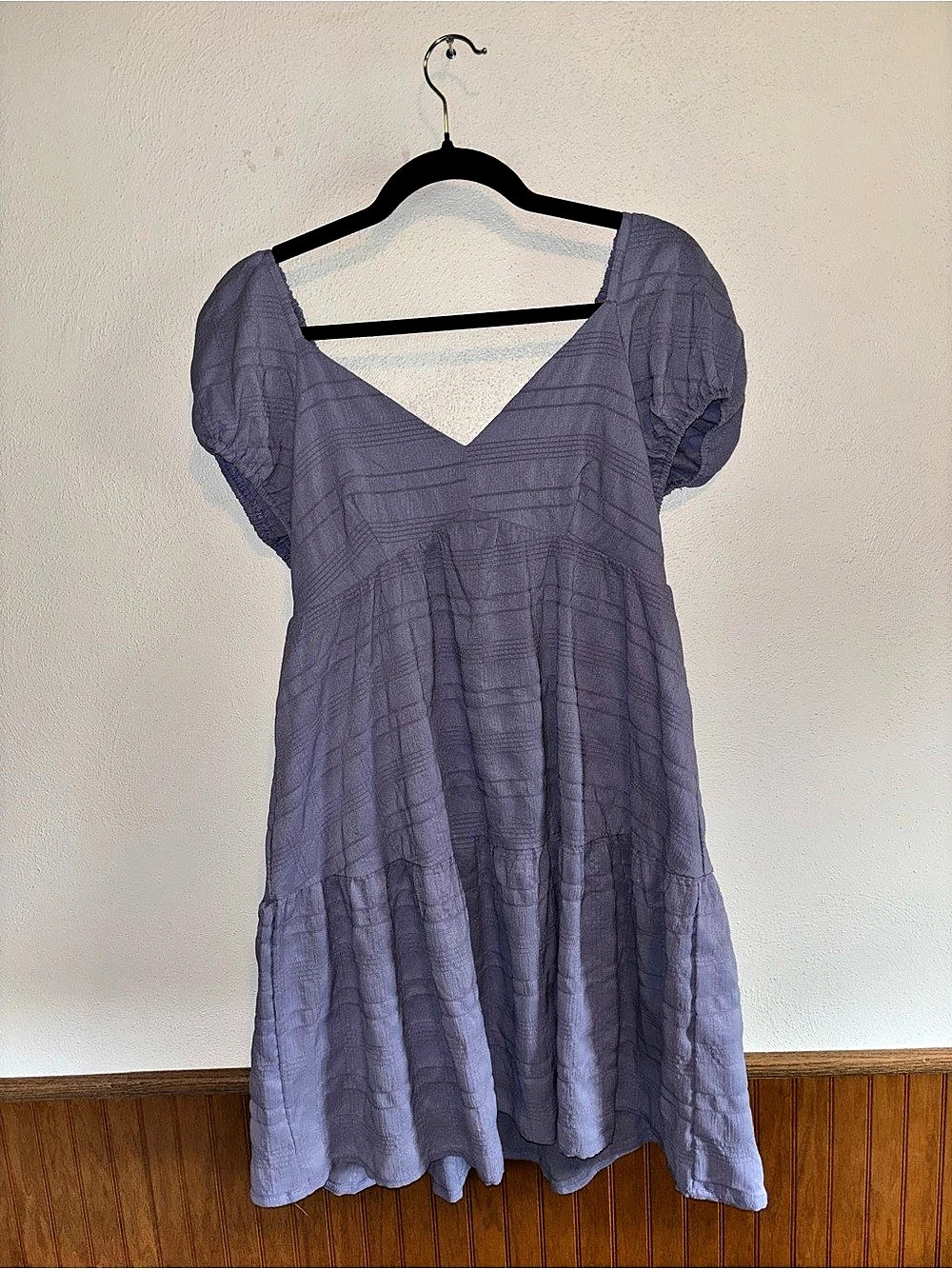 b.ôhme Puff Sleeve Mini Dress in Purple Size Medium
